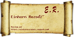 Einhorn Rezső névjegykártya